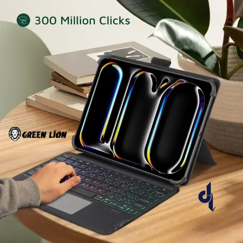 Green Lion Universal Smart Keyboard Case (Arabic & English) - 9 - 11 inches | Black - Dohans Essentials - qatar