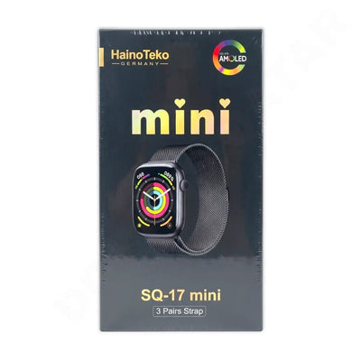 HainoTeko Germany SQ-17 Mini AMOLED Smartwatch – Black, 3 Straps