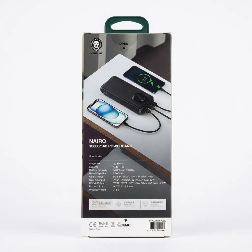 Green Lion Nairo 10000mAh 20W PD Digital Display Power Bank