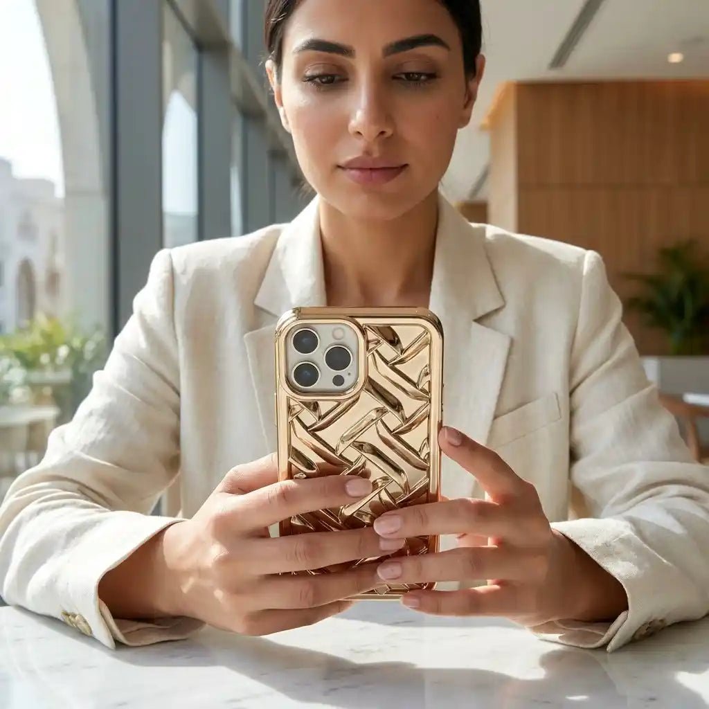 iPhone 13 Pro Max Woven Pattern Mirror Case - Dohans Essentials - Color 1 - qatar