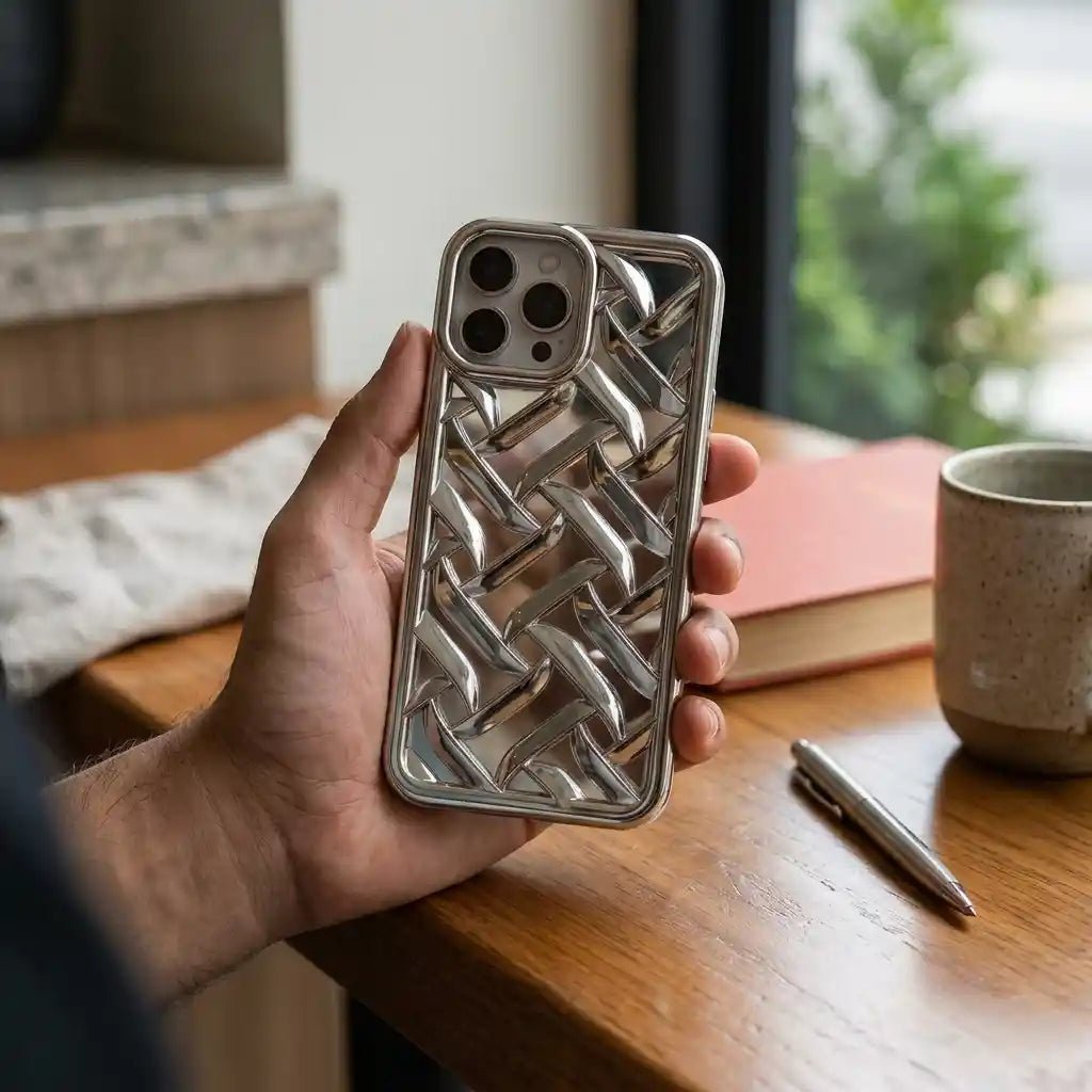 iPhone 13 Pro Max Woven Pattern Mirror Case - Dohans Essentials - Color 2 - qatar