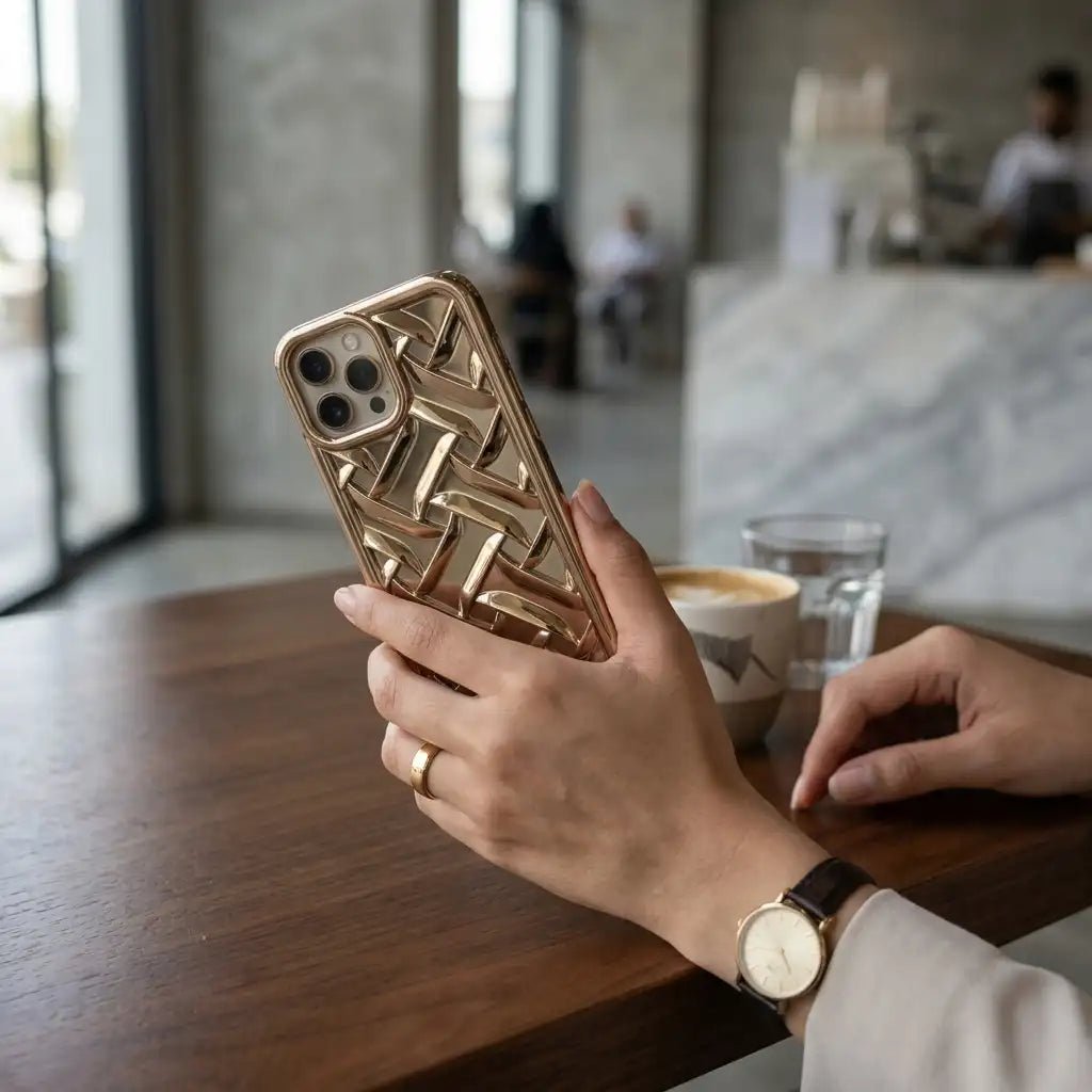 iPhone 13 Pro Max Woven Pattern Mirror Case - Dohans Essentials - Color 2 - qatar