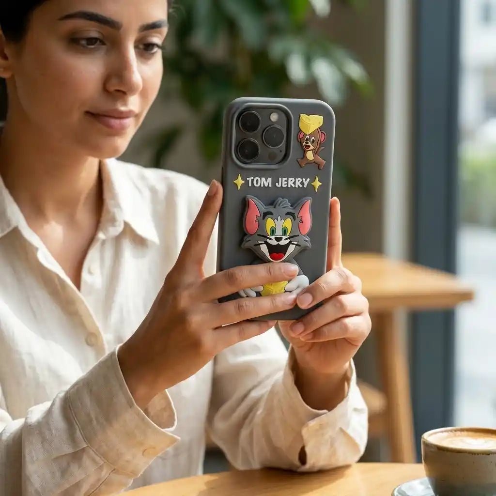 iPhone 16 Pro Tom & Jerry silicone Case Cover - Dohans Essentials - qatar