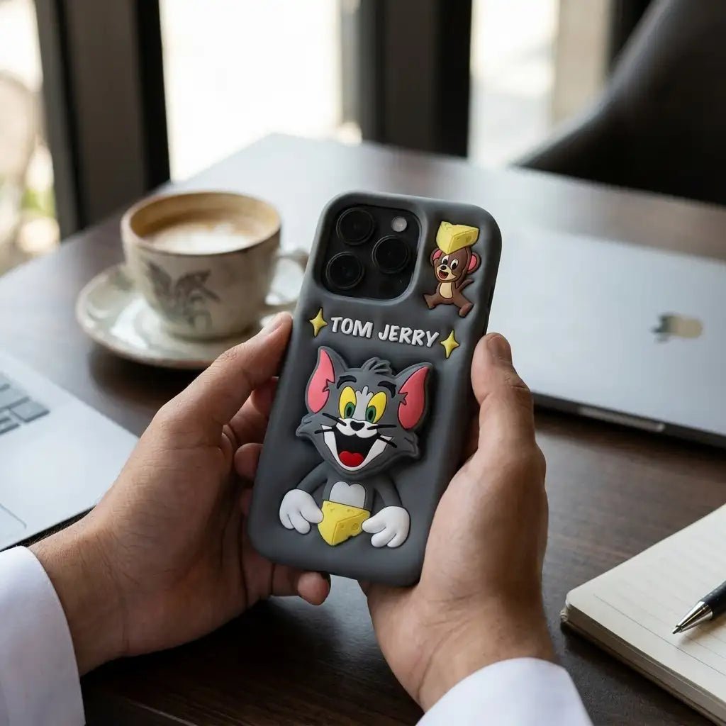 iPhone 16 Pro Tom & Jerry silicone Case Cover - Dohans Essentials - qatar