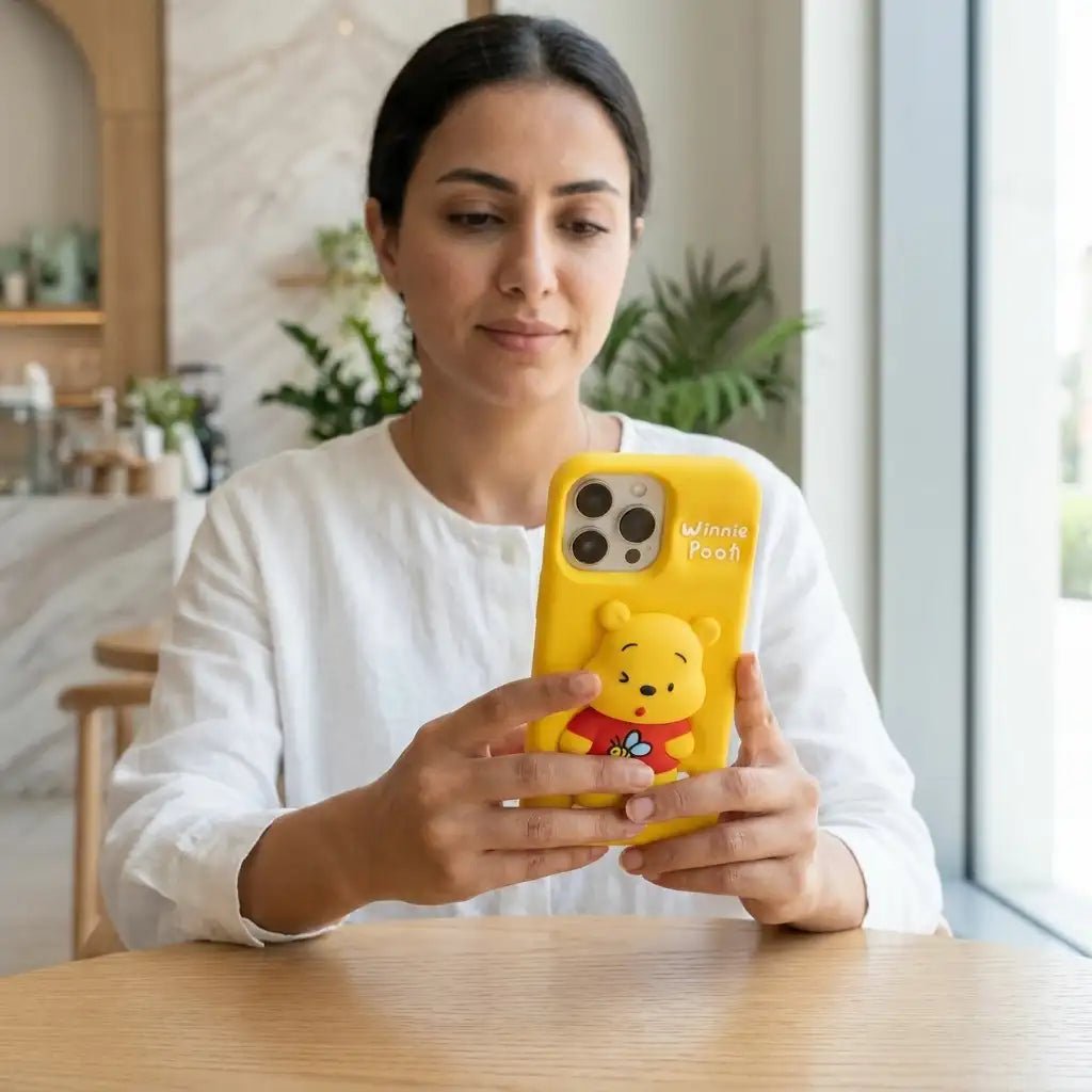 iPhone 16 Pro Winnie the Pooh 3D Cartoon Silicone Case - Dohans Essentials - qatar