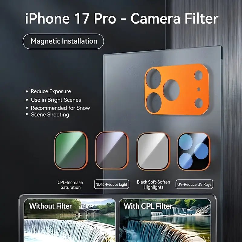 iPhone 17 Pro Magnetic Camera Lens Filter - Orange Plate - Dohans Essentials - CPL-Increase Saturation - qatar