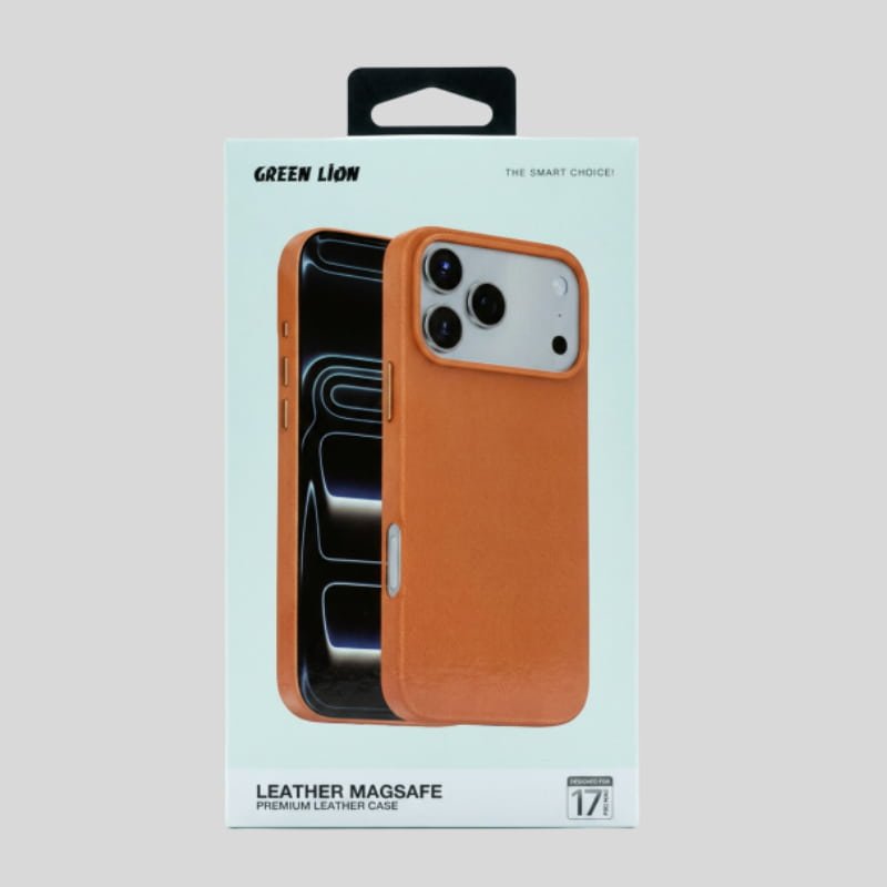 iPhone 17 Pro Max Leather MagSafe Case - Dohans Essentials - Orange - qatar