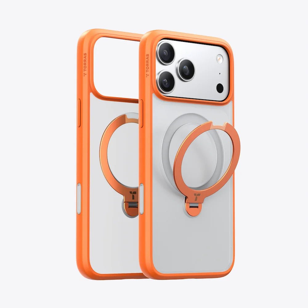 iPhone 17 Pro Max TORRAS Ostand Spin Case with MagSafe & 360° Kickstand - Energy Orange - Dohans Essentials - qatar