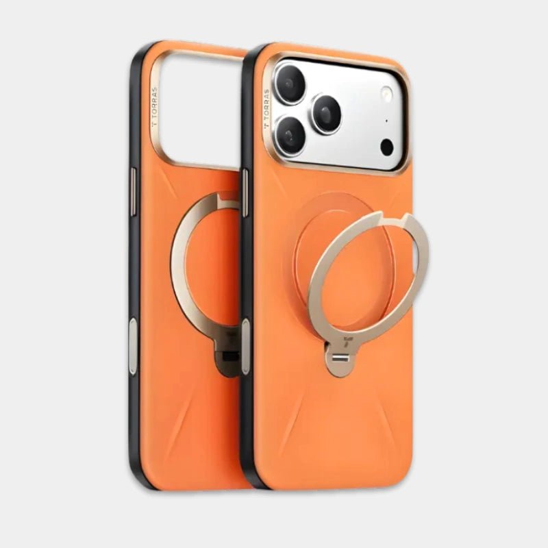 iPhone 17 Pro Max TORRAS Ostand Spin Vegan Leather Case with MagSafe & 360° Stand - Tarocco Orange - Dohans Essentials - qatar