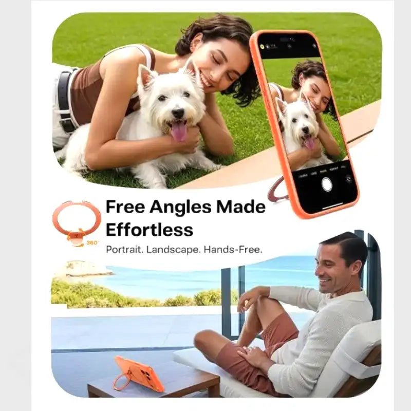 iPhone 17 Pro Max TORRAS Ostand Spin Vegan Leather Case with MagSafe & 360° Stand - Tarocco Orange - Dohans Essentials - qatar