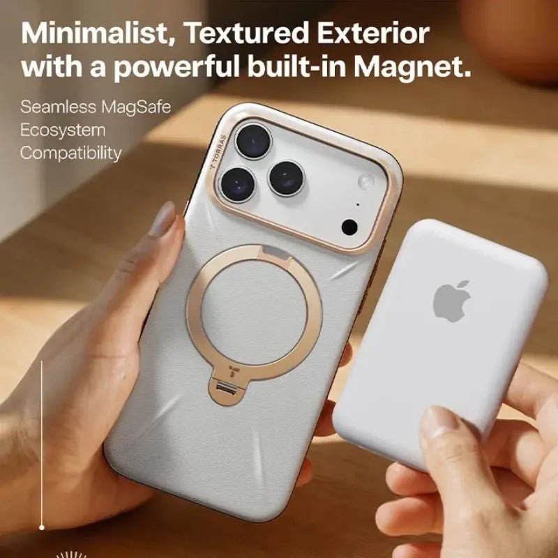 iPhone 17 Pro Max Torras QPro Leather Cover & Case - Pearl Grey - Dohans Essentials - qatar