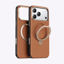 جراب هاتف iPhone 17 Pro من TORRAS Ostand Spin من الجلد النباتي مع MagSafe وحامل دوار 360 درجة - بني كهرماني