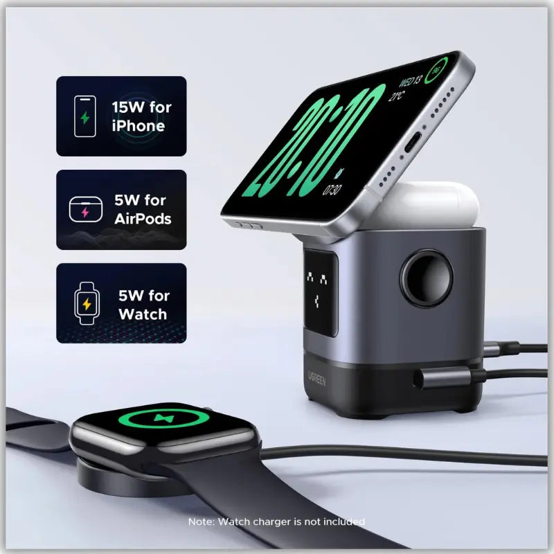 Ugreen Uno Qi2 2-in-1 Wireless Charging Station | W709