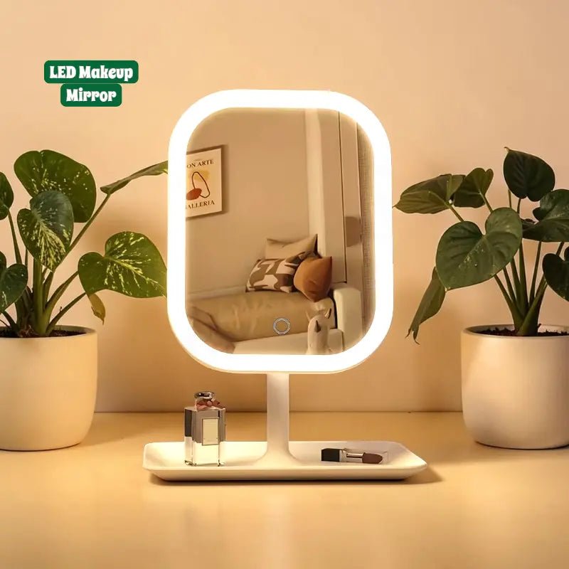 LED Makeup Mirror Rechargeable Desktop Vanity Mirror with Lights - Dohans Essentials - Pink - qatar