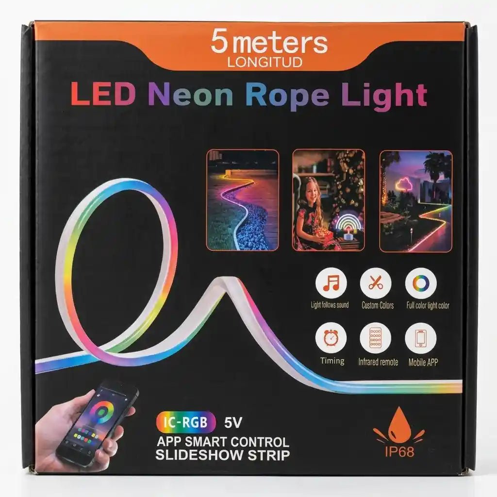 LED Neon Rope Light 5M RGB Smart App Control Music Sync IP68 Waterproof - Dohans Essentials - qatar