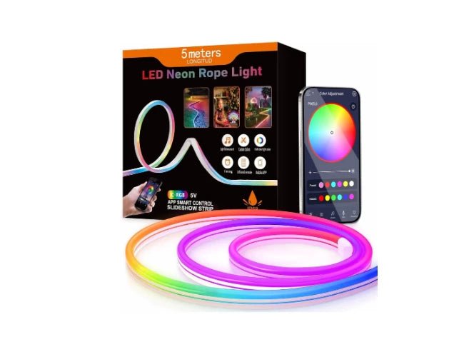 LED Neon Rope Light 5M RGB Smart App Control Music Sync IP68 Waterproof - Dohans Essentials - qatar