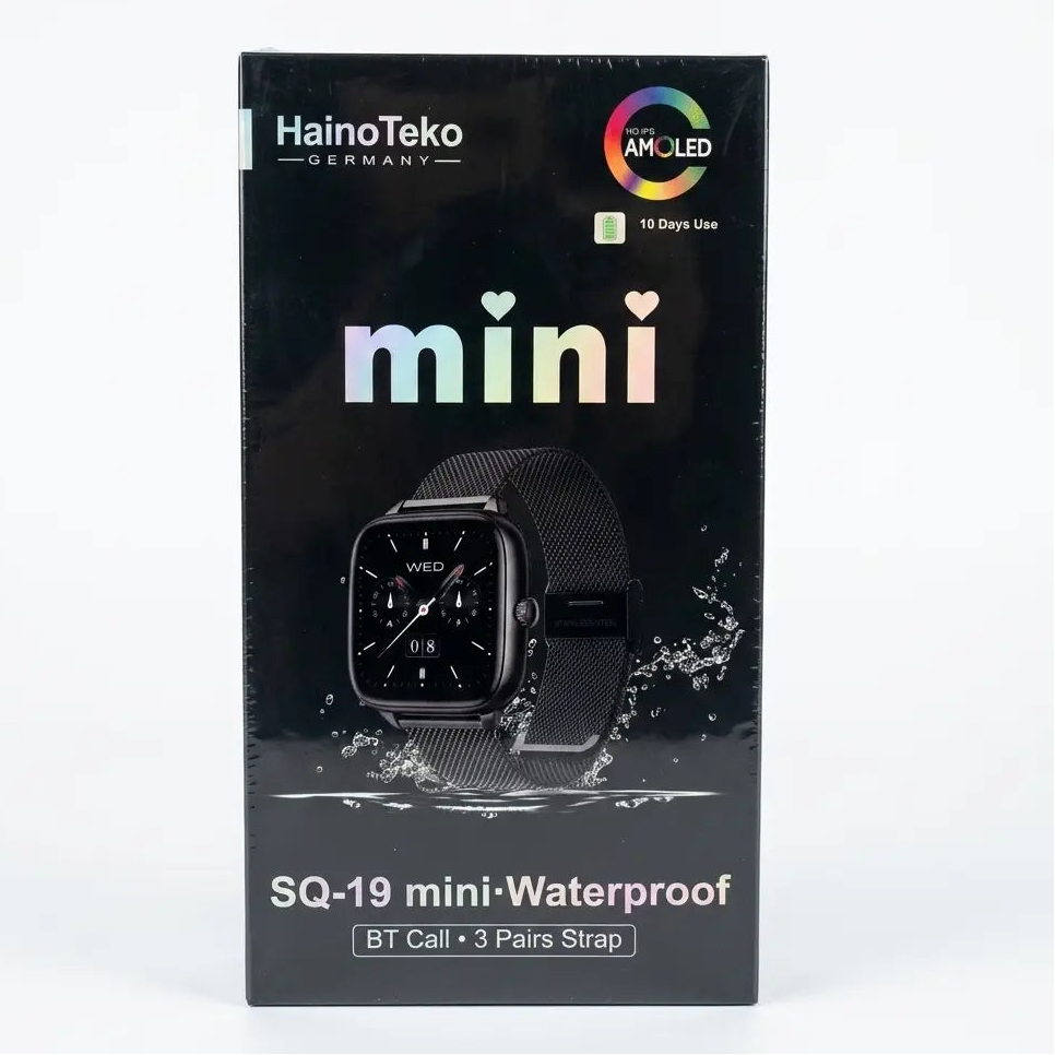 HainoTeko Germany SQ-19 Mini AMOLED Smartwatch | 3 Pair Straps | 10 Days Battery | Waterproof