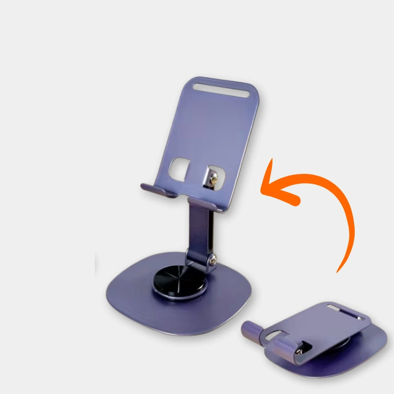 Aluminum Alloy Mobile Phone Stand 360° Rotating 2-Stage Adjustable Foldable Desk Mount