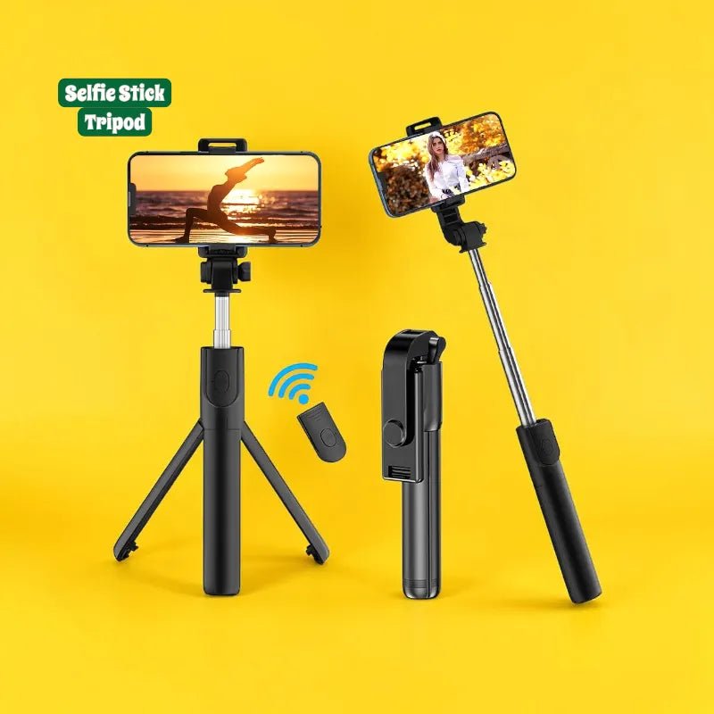 Multi - Function Tripod Wireless Remote Control Selfie Stick - Dohans Essentials - Black - qatar