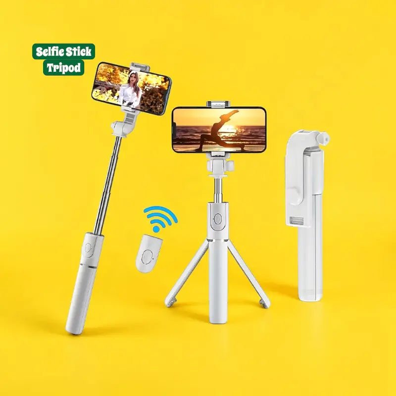 Multi - Function Tripod Wireless Remote Control Selfie Stick - Dohans Essentials - White - qatar