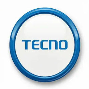 Tecno logo on a circular blue and white background