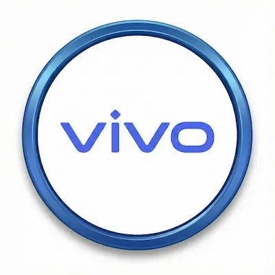 Vivo logo in a blue circular frame on a white background