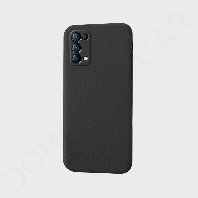 A matte black phone case shown from the back, featuring a raised camera cutout with three lenses and a small flash cutout, set against a light gray background.
