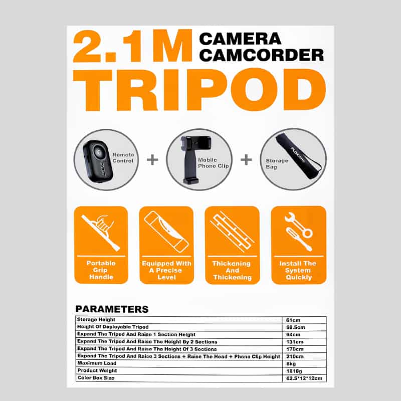 Plokama PK-9999 Tripod 2.1M For Camera & Smartphone - Dohans Essentials - qatar