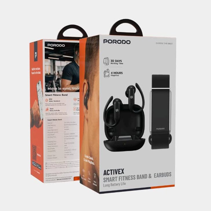 Porodo ActiveX 2-in-1 Smart Fitness Band and Earbuds Set - Dohans Essentials - qatar