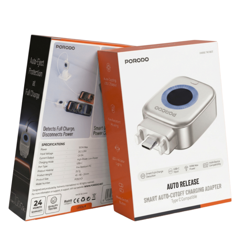 Porodo Auto Release Auto Cutoff Charging Adapter - Dohans Essentials - qatar