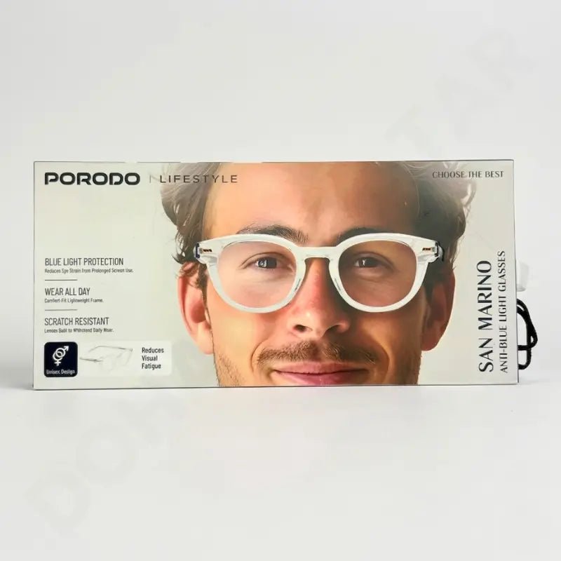 Porodo Lifestyle San Marino Transparent Anti - Blue Light Glasses - Dohans Essentials - qatar
