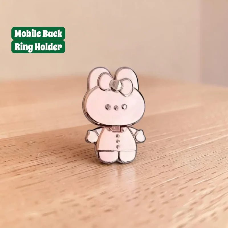 Rabbit Phone Back Holder with Makeup Mirror - Dohans Essentials - Pink - qatar