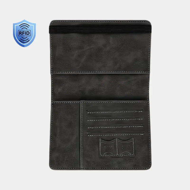 RFID Blocking Passport Holder Slim Travel Wallet for Passport Cards and Cash - Dohans Essentials - Black - qatar