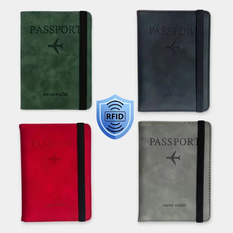 RFID Blocking Passport Holder Slim Travel Wallet for Passport Cards and Cash - Dohans Essentials - Green - qatar