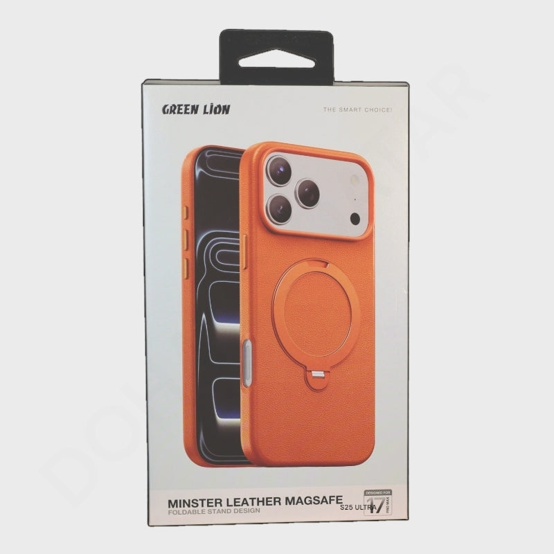 iPhone 17 Pro Max Green Lion Minster Leather Magsafe Case - Qatar