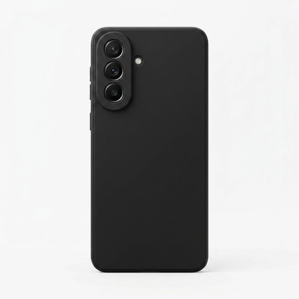 A Black protective phone case with a raised camera bumper, shown 