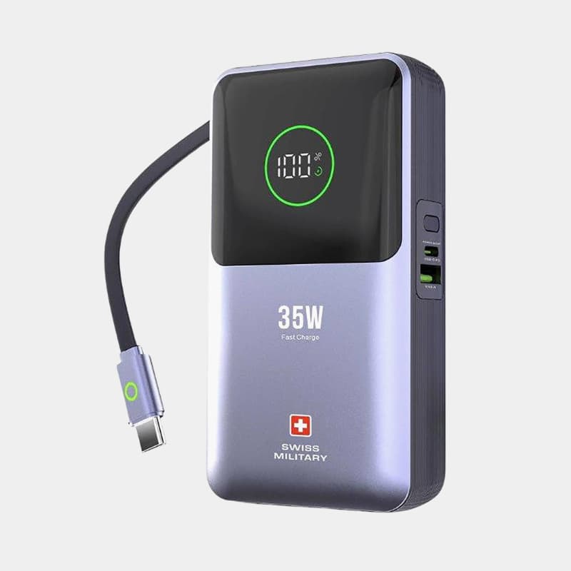 Swiss Military 10000mAh 35W Power Bank with Retractable USB-C Cable - Dohans Essentials - qatar