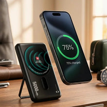 Swiss Military 5000mAh 3-in-1 Wireless Magnetic Power Bank & Card Holder- Black