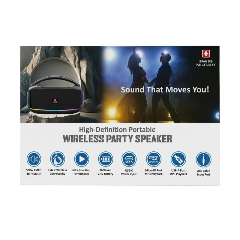 Swiss Military 500W PMPO Portable Wireless Party Speaker - Dohans Essentials - qatar