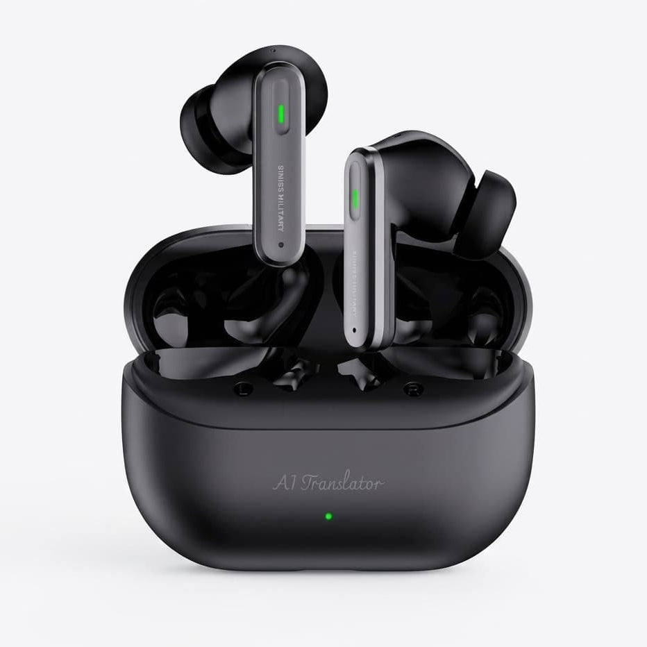 Swiss Military Delta AI Wireless Earbuds, Active Noise Cancelling, AI Chat Mode, 130+ Language Support,Color - Black - Dohans Essentials - qatar