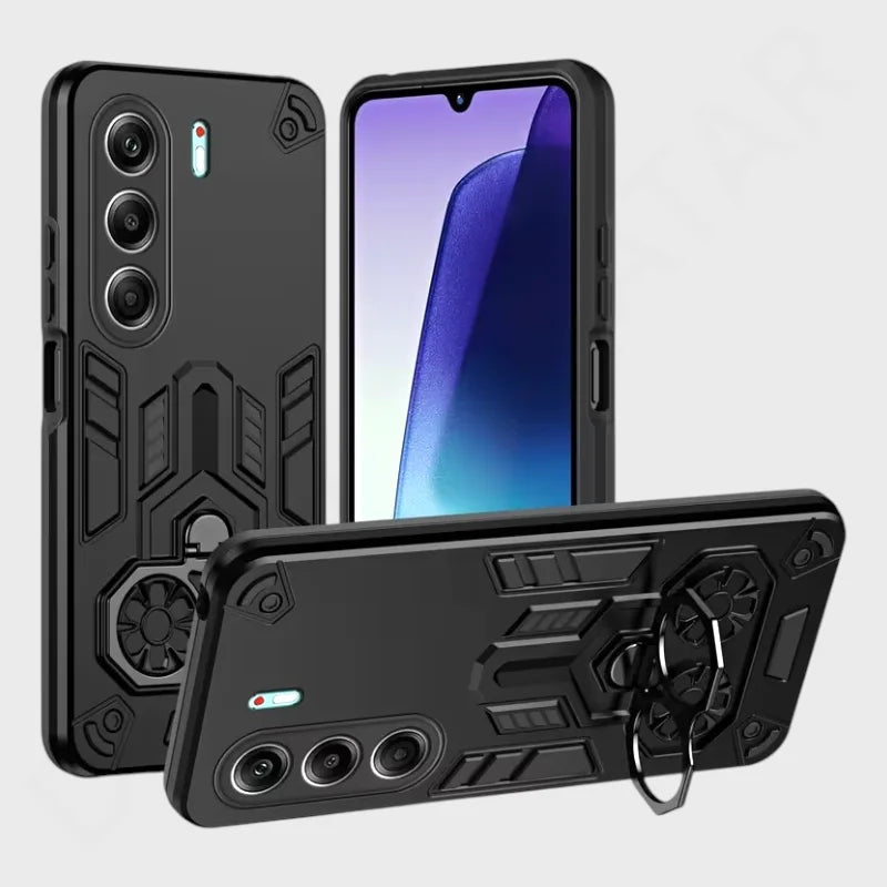 Tecno Camon 40 Pro 360° Rotating Ring Stand Case – PC & Soft Edge, Magnetic Car Mount Compatible - Dohans Essentials - qatar