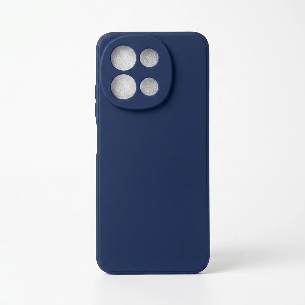 A white phone case with a black bumper frame, featuring compatibility text for Hono X5c/X5c Plus, Hono X5D 4G/X5D Plus 4G, and a small installation notes graphic at the bottom.
