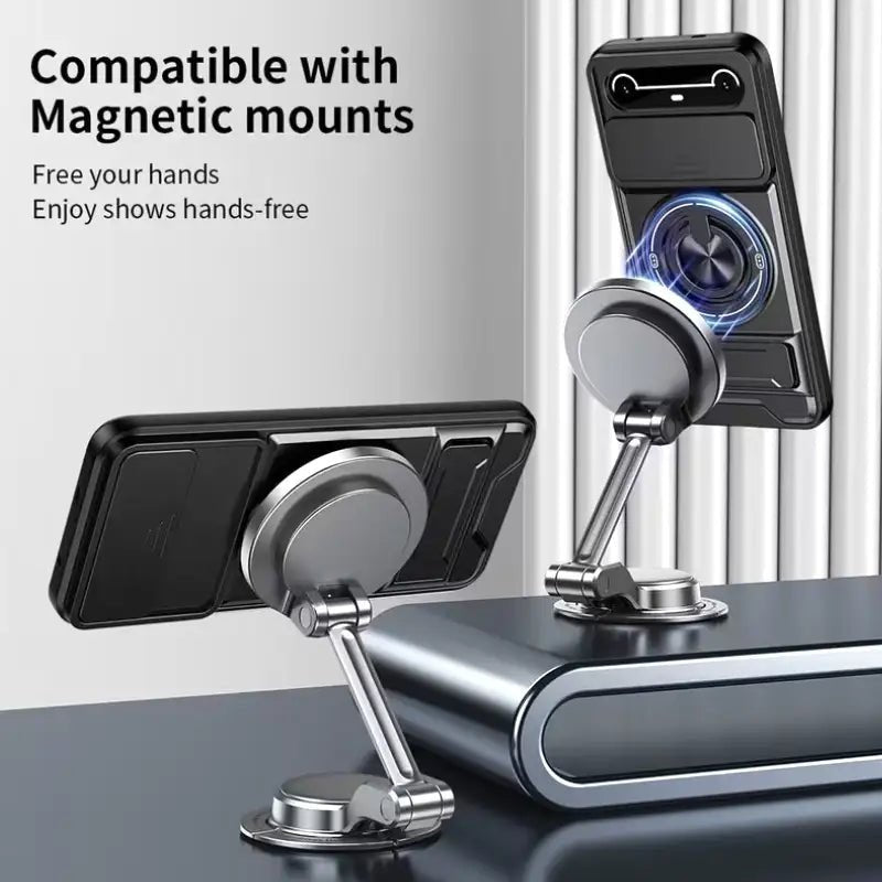 Tecno Pova Slim Magnetic Ring Holder Case – Full Mirror Cover, Kickstand, Car Mount Compatible - Dohans Essentials - qatar