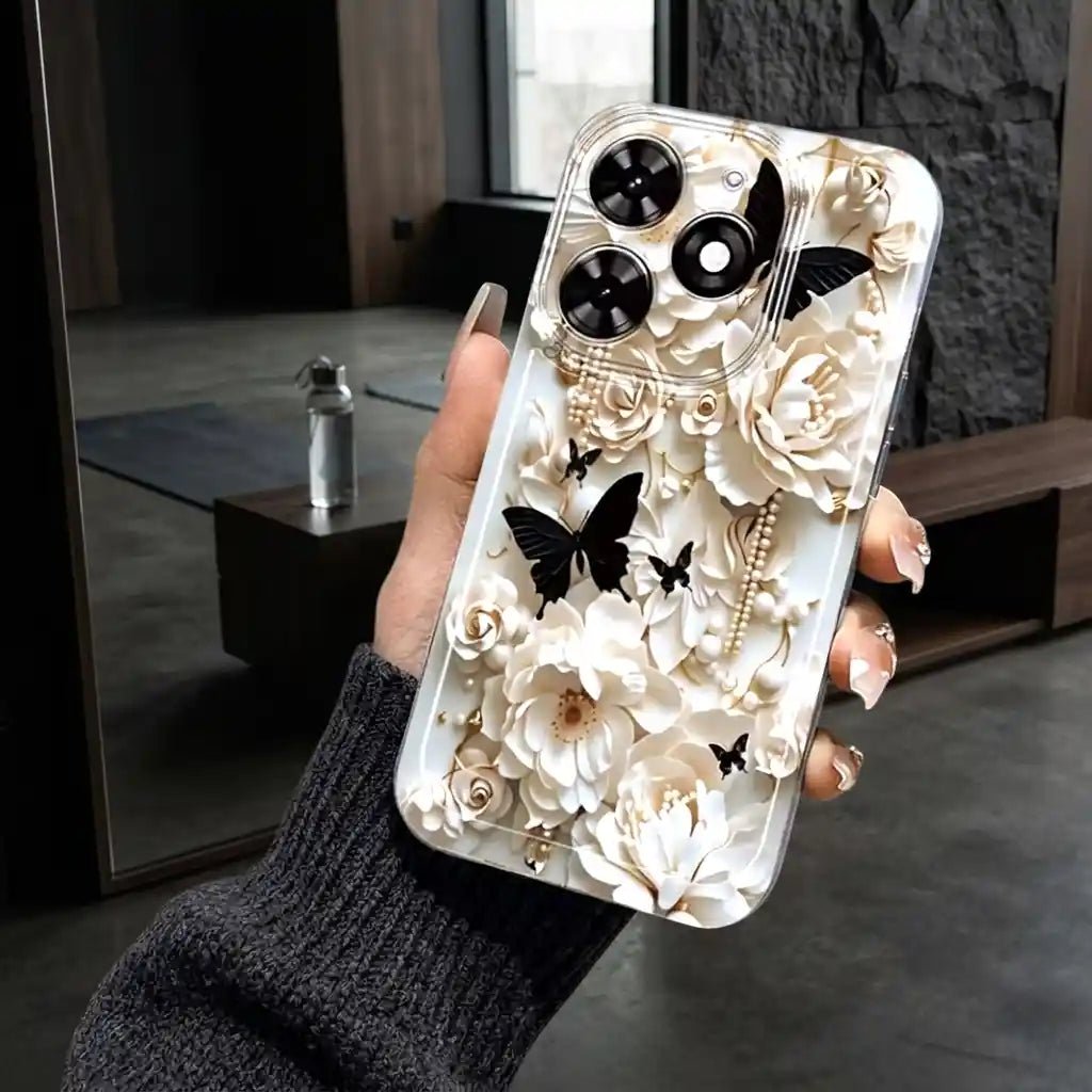 Tecno Spark 10C Butterfly Jewelry 2D Flat Pattern Case - Dohans Essentials - qatar