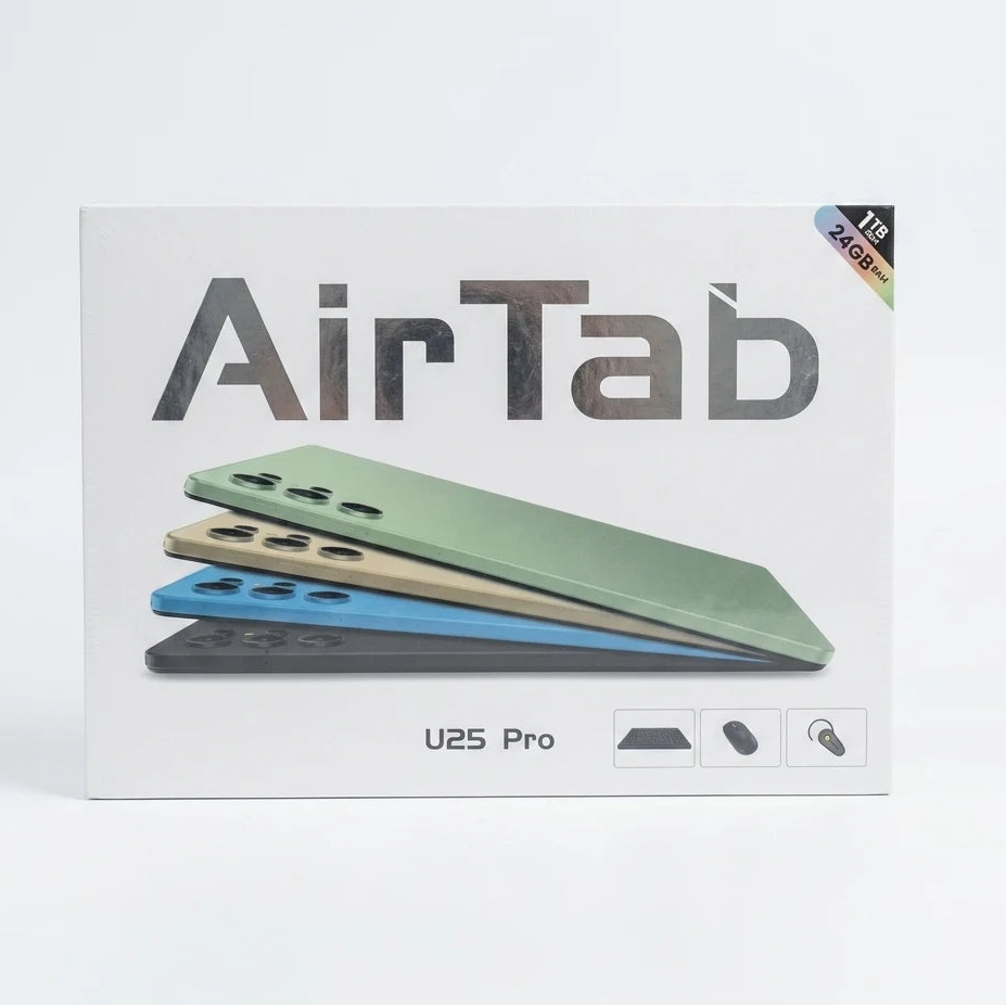 AirTab U25 Pro Tablet | 10.1" | Android 15 | 24GB RAM + 1TB | 30MP Camera | 10000mAh | Arabic Keyboard