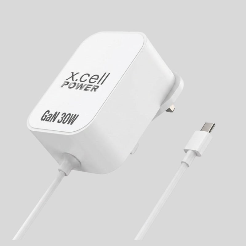 X-Cell GaN 30W Type-C Charger with 1.5M Cable - Dohans Essentials - White - qatar