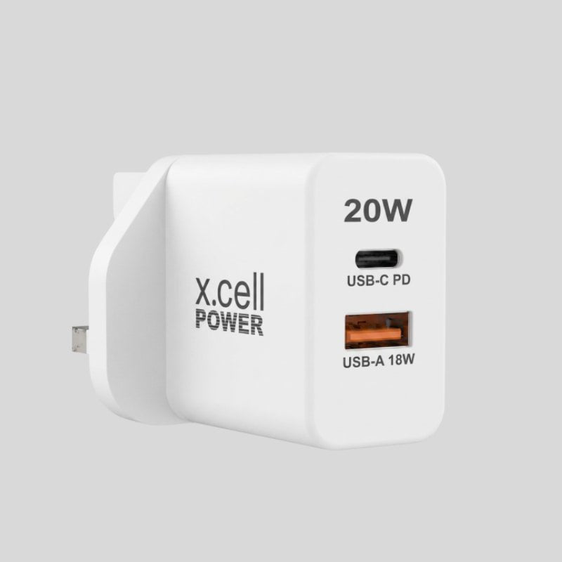X-Cell GaN II 20W Dual Port Charger USB & Type-C - Dohans Essentials - White - qatar