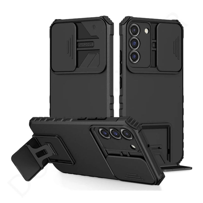 Dohans Black Slide Camera Protection with Kickstand Cover & Cases for Realme Mobile Phone Models