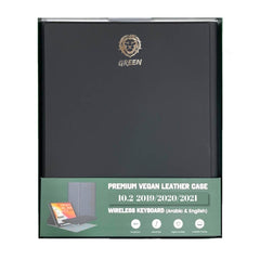 Dohans iPad Cover iPad 10.2 2019, 2020 & 2021 Green Premium Vegan Leather with Wireless Keyboard Arabic & English