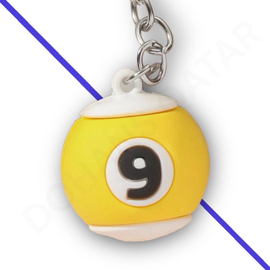 Dohans keyring Number 9 - Yellow Numeric Ball Keyring